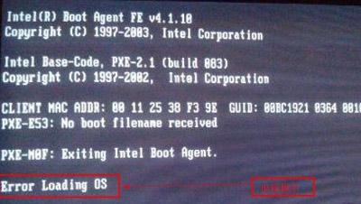 电脑开机黑屏提示Error Loading OS的解决方法