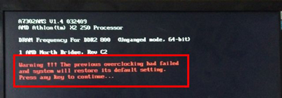 电脑开机提示previous overclocking had failed的解决方法