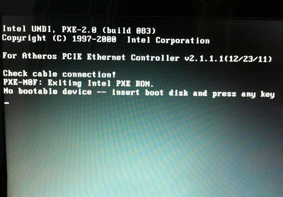 电脑开机黑屏无法进系统提示no bootable device的解决办法
