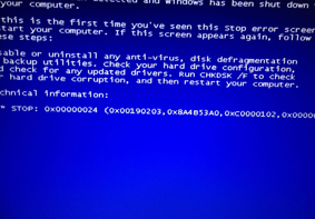 电脑开机蓝屏提示错误代码0x00000024的解决方法