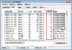 Win7系统当中系统进程的线程数查看的方法步骤