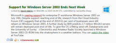 Windows Server 2003将停止服务 建议用户迁移到新系统