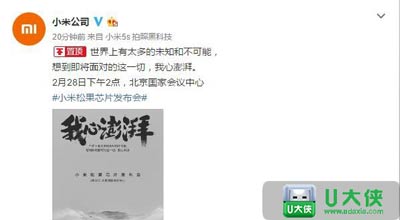 小米将于2月28日发布自家松果处理器